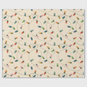 Retro Vintage-kerstlampje Cadeaupapier (Vlak)