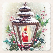 Retro vintage kerstlamppapier onderzetter (Voorkant)