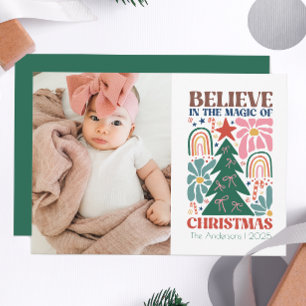 Retro Vintage Kerstmagie Feestdagenkaart