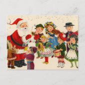 retro vintage kerstman en kinder briefkaart (Voorkant)