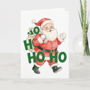 Retro Vintage Kerstman Ho Ho Ho Feestdagen Kaart