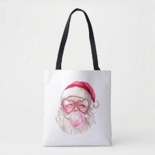 Retro Vintage Kerstman Kerstmis Bubble Gum Roze Zo Draagtas