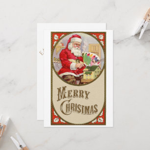 Retro vintage Kerstman met zijn verf op Kerstmis Kaart