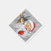 Retro vintage kerstman rendierfeest servet (Hoek)