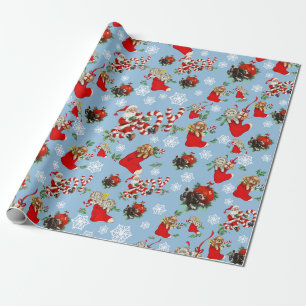 Retro Vintage Kerstman Vakantie Cadeaupapier