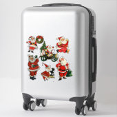 Retro Vintage Kerstmannen Extra Groot Sticker (Koffer)