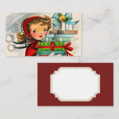 Retro Vintage-kerstmeisje met visitekaartje (Voorkant / Achterkant)