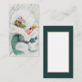 Retro vintage kerstmeisje visitekaartje (Voorkant / Achterkant)