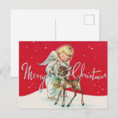 retro vintage Kerstmis Angel Feestdagenkaart (Voorkant / Achterkant)