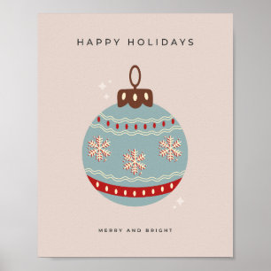 Retro Vintage Kerstmis Bauble Poster