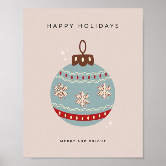Retro Vintage Kerstmis Bauble Poster (Voorkant)