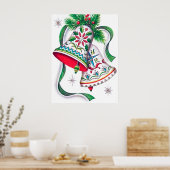 Retro vintage Kerstmis bells Holiday poster (Keuken)
