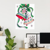 Retro vintage Kerstmis bells Holiday poster (Thuiskantoor)