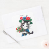 Retro vintage Kerstmis cat Holiday sticker (Envelop)