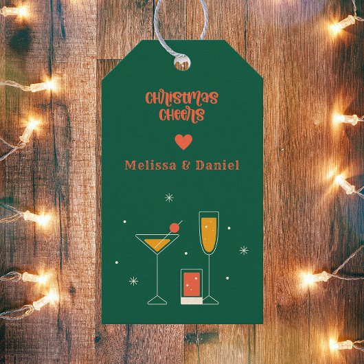 Retro Vintage Kerstmis Feestelijke Proost Cadeaulabel