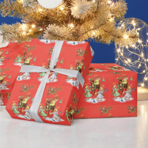 Retro vintage Kerstmis herder Cadeaupapier