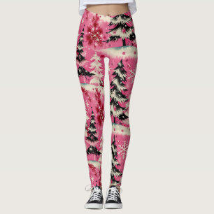 Retro Vintage Kerstmis: jaren 50 Roze Kerstmis Leggings