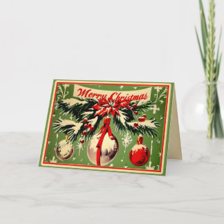 Retro Vintage Kerstmis: Mid Century Yuletide 3 Feestdagen Kaart