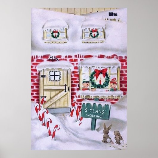 Retro vintage Kerstmis poster (Voorkant)