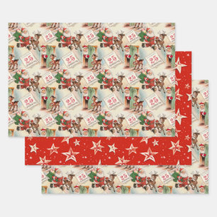 Retro Vintage Kerstmis "Santa's Big Day" Inpakpapier Vel