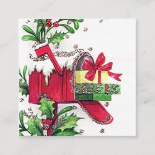 Retro vintage Kerstmis toevoegen bericht visitekaa Vierkante Visitekaartje
