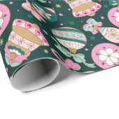 Retro Vintage-kerstOrnamenten Cadeaupapier (Rol Hoek)