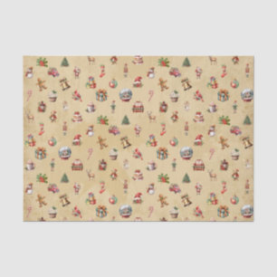 Retro Vintage-kerstpatroon Tissuepapier