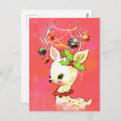 retro vintage Kerstrendier Vakantie briefkaart (Voorkant / Achterkant)