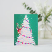 Retro vintage kerstrendierboom briefkaart (Staand voorkant)
