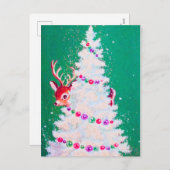 Retro vintage kerstrendierboom briefkaart (Voorkant / Achterkant)