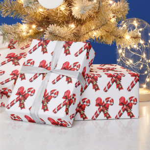 retro vintage kerstsnoeppatroon cadeaupapier