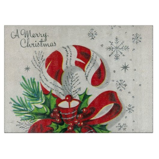 Retro vintage kerstsnoepsnoepautomaat snijplank (Voorkant)