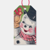 retro vintage kerstsnowman cadeaulabel (Voorkant)