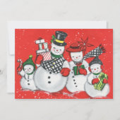 retro vintage kerstsnowman feestdagenkaart (Voorkant)