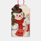 retro vintage kerstsnowman Holiday Cadeaulabel (Voorkant)