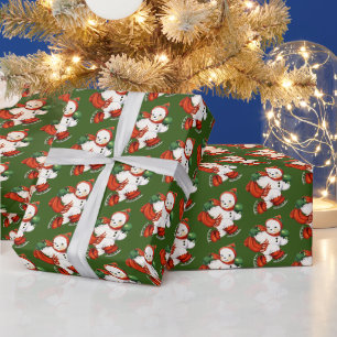 retro vintage kerstsnowman Holiday Cadeaupapier