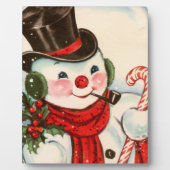 retro vintage kerstsnowman Holiday Fotoplaat (Voorkant)