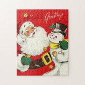 retro vintage kerstsnowman Holiday Legpuzzel (Verticaal)