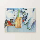 retro vintage kerstsnowman Holiday Legpuzzel (Horizontaal)