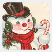 retro vintage kerstsnowman Holiday Vierkante Sticker (Voorkant)