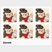 retro vintage kerstsnowman Holiday Vierkante Sticker (Vel)
