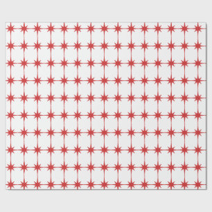 Retro Vintage-kerststerren in rood en wit Cadeaupapier