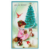 Retro Vintage-kersttas Klein Cadeauzakje (Achterkant)