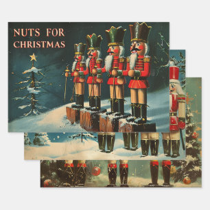 Retro Vintage Kersttrio Stijl S Inpakpapier Vel
