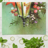 retro vintage kerstvakantie lamp theedoek (Gevouwen)