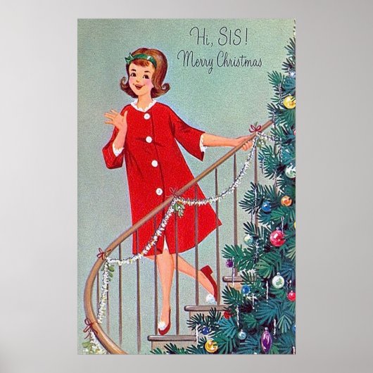 Retro vintage kerstzuster Holiday poster (Voorkant)