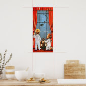 Retro vintage kinder kerstfeestdag poster (Keuken)