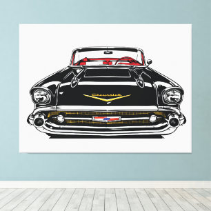 Retro Vintage Klassieke Auto Front Pop Art Canvas Afdruk