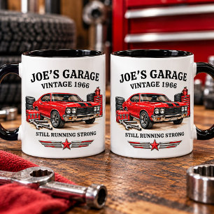 Retro Vintage Klassieke Garage Muscle Car Racing Tweekleurige Koffiemok