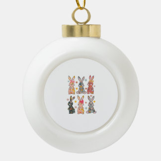Retro Vintage Konijn Bloem Konijn Paasbloem Keramische Bal Ornament